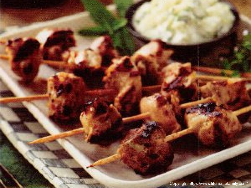 Lemon Oregano Chicken Shish Kebabs with Tzatziki